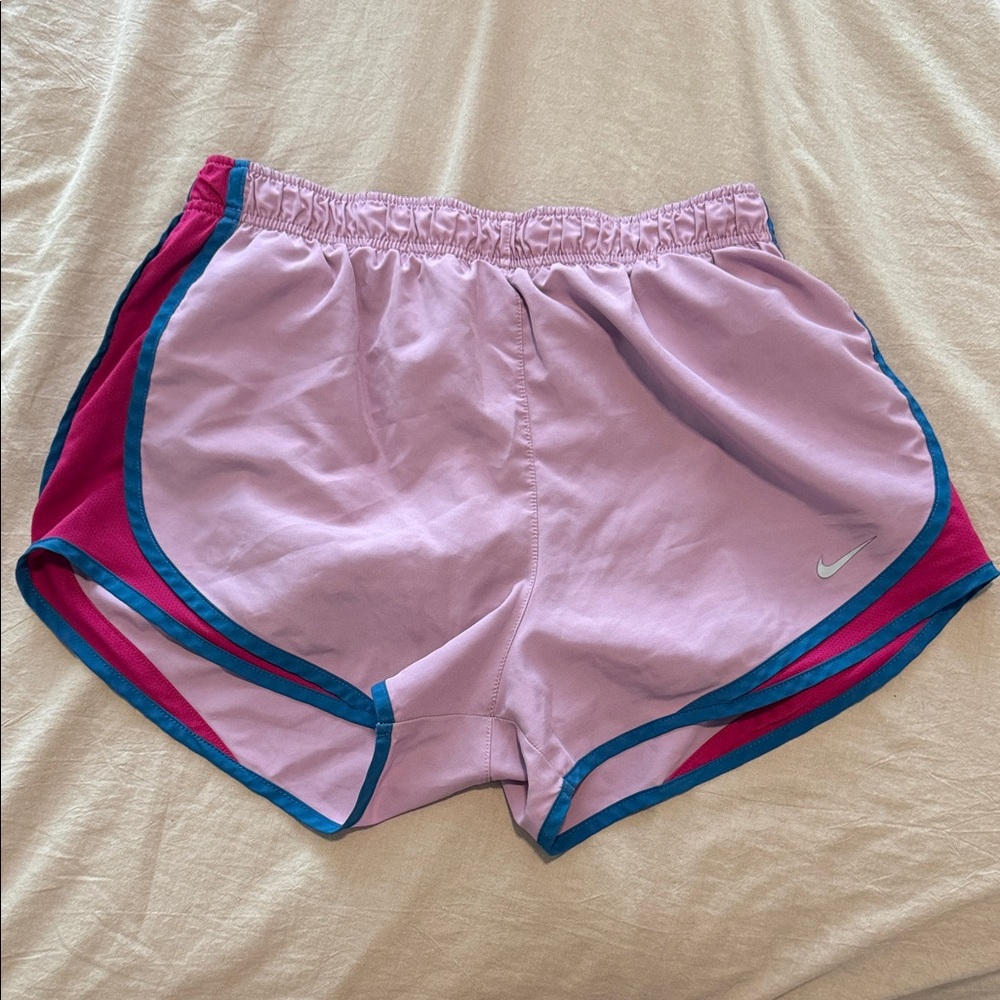 Nike Lavender Athletic Shorts with Blue and Pink Trim